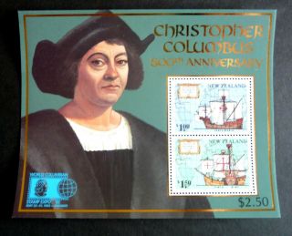 N Z Qeii 1992 Great Voyages Of Discovery Columbus Mini Sheet Sg 1661 - 2 Mnh