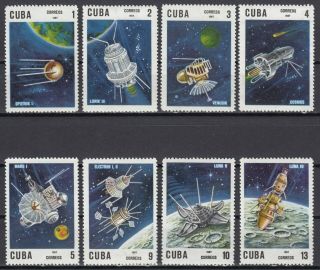 K7 1cuba Set Of 8 Space Stamps 1967 Mnh Luna Mars