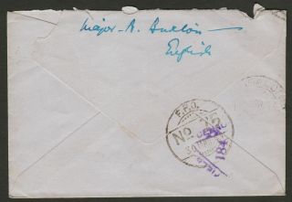 Indian Army Fpo No 75 March 1944 Unstamped Cover Maungdaw,  Burma To Bangalore