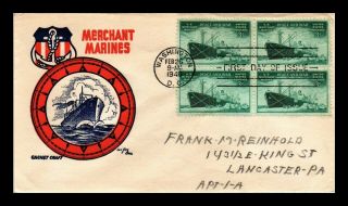 Dr Jim Stamps Us Merchant Marines First Day Cover Scott 939 Block Ken Boll