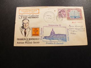 Us Fdc 1933 Cachet Inauguration Of President Roosevelt Washington Dc Air Mail