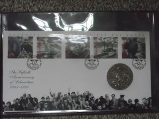 Liberation Of The Channel Islands 50th Anniversary £2 Coin,  Stamp Covers,  Folder