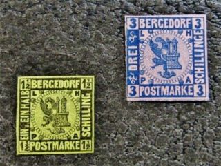 Nystamps German States Bergedorf Stamp 3 4 Og H $50