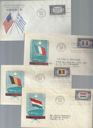 Set 13 WWII Overrun Country Scott 909 - 921 FDC ' s w/ mixed cachets 4