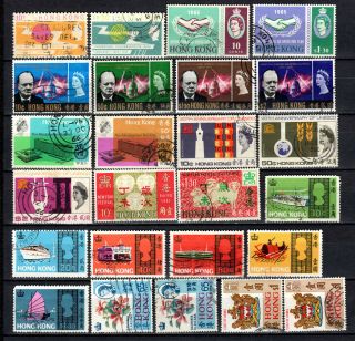 Hong Kong China 1965 - 1968 Qeii Complete Sets Of Stamps Pmk Interest