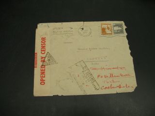 Palestine 1941 Censored Airmail Cover To India Faults 29867
