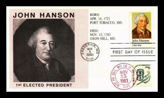 Dr Jim Stamps Us John Hanson First Elected President Fdc Combo Cover