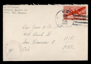 Dr Who 1944 Navy Bombing Squadron 135 Airmail To Usa Wwii Censored E44634