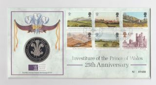 G.  B 1994 Coin Cover " Investiture Of The Prince Of Wales 25th Anniv.  " Ltd Edition