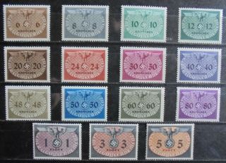 General Government 1940 Officials,  Complete Set Of 15 Mnh