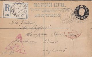 Gb 1915 Wwi British Forces Fpo D5 Western Front Registered Cover To The Uk 59