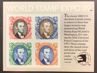 U.  S.  Classic Souvenir Sheet Set,  Scott 2433,  World Stamp Expo ’89,  Mnh,  Exf