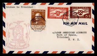 Dr Who 1941 Portugal First Flight Paa Lisbon To Trinidad Port Of Spain E45253
