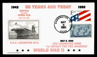 Dr Who 1992 Wwii Battle Of Coral Sea 50 Years Uss Lexington Navy Ship C123976