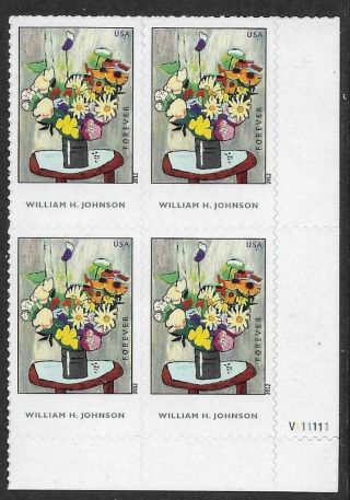 Scott 4653 Us Stamp 2012 Forever William Johnson - Flowers Mnh Plate Block Lt