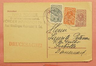 Dr Who 1920 Austria Uprated Postal Card Hadersdorf To Denmark 121792