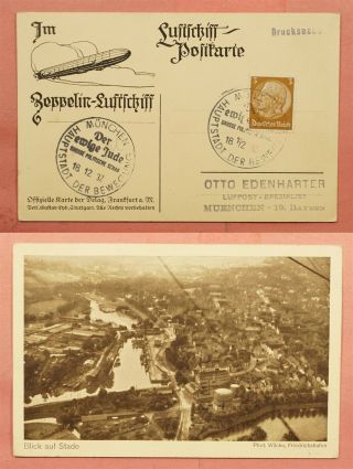 1937 Germany Zeppelin Postcard Munich Special Cancel