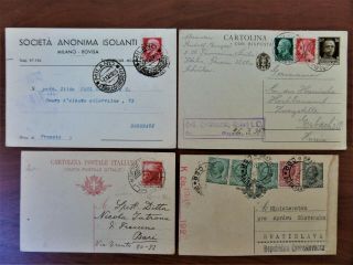 Italia,  4 Cartolina Postale 1924,  1938,  1939,  1947 The Summers Proposalw Continue