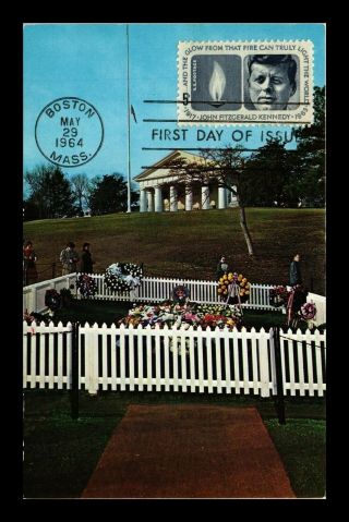 Dr Jim Stamps Us John F Kennedy Grave Fdc Postcard Scott 1246 Cancel On Front