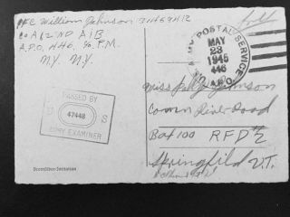 Wwii Ww2 Us Army Leipzig Postcard Landshut Germany Apo 446 Cancel Postmark 1945