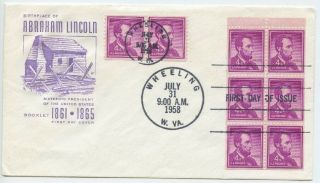 1958 Fdc,  Abraham Lincoln Booklet Pane & Coil Pair