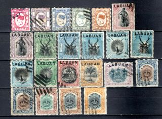 Malaya Straits Settlements 1885 - 1902 North Borneo Labuan Selection Of Use Stamps