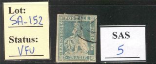 Sa_152.  Stati Antichi.  Toscana.  1851 " Marzocco " 2 Cr.  Stamp.  Vfu