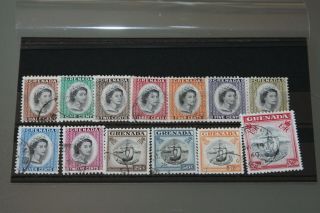 Grenada - 1953 - 59 Definitives - Set Of 13 All Fine (sg192/204)