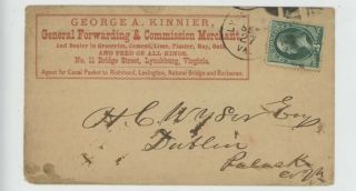 Mr Fancy Cancel 3c Gr George A Kinner Commission Merchant Lynchburg Va 1603