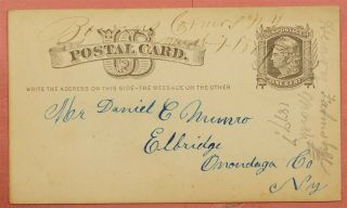Dr Who 1879 Postal Card Dpo 1894 - 1906 Bowens Corners Ny Manuscript 37280