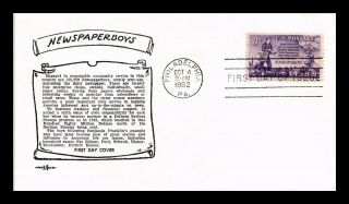 Dr Jim Stamps Us Newspaper Boys Of America Pent Arts First Day Cover Scott 1015
