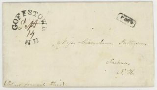 Mr Fancy Cancel Stampless Cover Goffstown Nh Rimless Cds Paid 3pg Letter