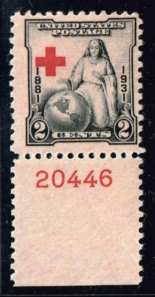 Us Stamp 702 – 1931 2c Red Cross Shift Error Pl Mnh/og