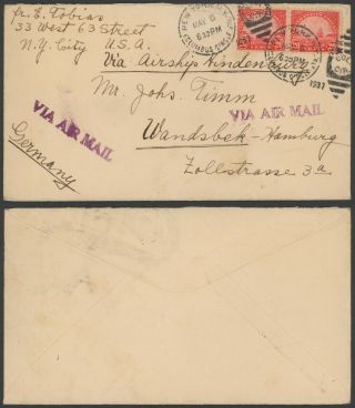Usa 1937 - Air Mail Cover York To Hamburg Germany 34770/6