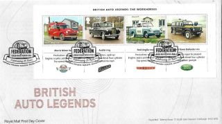 Gb 2013 British Auto Legends Mini Sheet Royal Mail Fdc,  Special Pmk