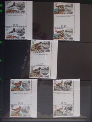 Alderney Stamps M/nh Gutter Pair Sets Etc 1984 - 1986 Inc.  Birds Forts Regiments