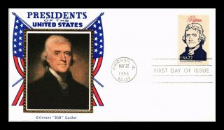 Dr Jim Stamps Us President Thomas Jefferson Colorano Silk Fdc Cover Chicago