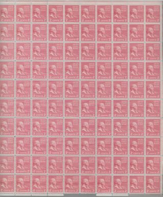 Scott 806,  2c Stamp John Adams Sheet Of 100 Mnh Og Xf Bv 27.  50