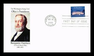 Dr Jim Stamps Us Ohio Presidents Benjamin Harrison Fdc White House Cover
