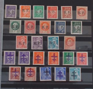 France Good Coll.  26 Stamps Overprinted All Diff.  Lot 2526