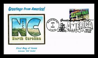 Us Cover North Carolina Greetings From America Fdc Colorano Silk Cachet