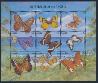 2002 Nauru Butterflies Of The Pacific Sheetlet Fine Mnh