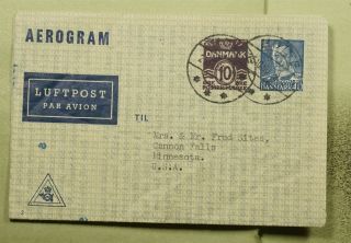 Dr Who 1950 Denmark Holte To Usa Aerogramme Compound Stationery C125715