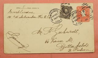 8c 306 On 1905 Milwaukee Wi Uprated Stationery To Germany