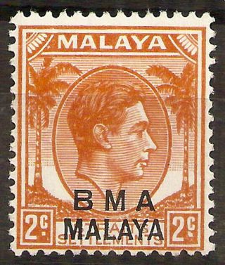 Malaya Bma Kgvi 1945 - 48 2c Orange Mnh/unmounted