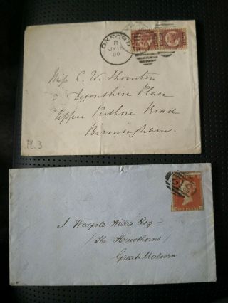 Gb Stamp 1870 1/2d Rose Red Plate 3 Pair Cover And Imperf Penny Red Cover