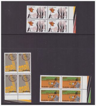 Australia Mnh 1975 Environment Set 3 Blocks Of 4 Stamps Sg586 - 588