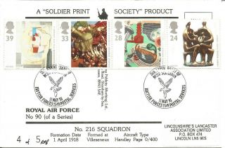 Crests & Badges Armed Force Fdc Postcard 90 216 Squadron Raf Bfps2349 Z9993