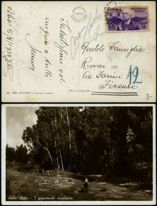 A948 Italy Ethiopia Postcard Addis Abeba Firenze 1938
