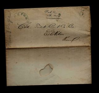 1850 Frankfort,  Kentucky Stampless Circular Document From State Dept Revenue